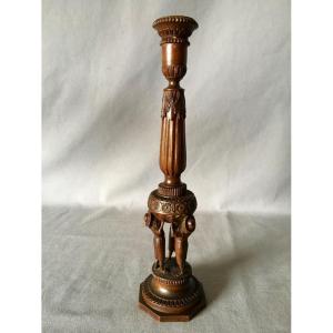 Candlestick Carved In Wood Of Saint Lucia Nineteenth