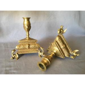 Pair Of 19th Century Renaissance Style Candlesticks