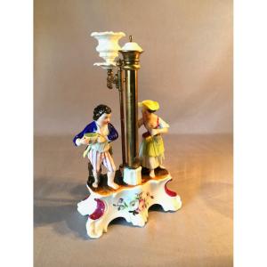 19th Century Porcelain Screen Candlestick