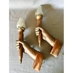 Pair Of Torchiere Wall Lights