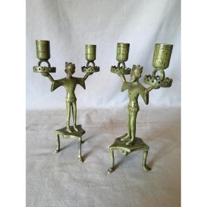 Pair Of 19th Century Neo Gothic Candlesticks