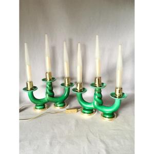 Pair Of Art Deco Lamps In Sèvres Porcelain Signed Paul Milet