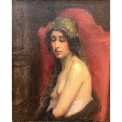 Table Oil On Canvas Naked Woman Signed Lucy Lee-robbins