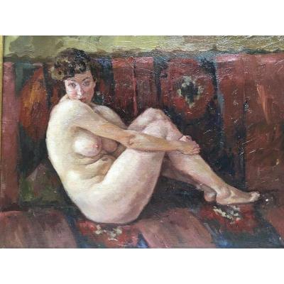 Table Naked Woman Sitting On A Couch