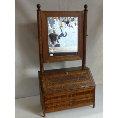 19th C Jewelry Box Shaped Donkey Straw Marquetry