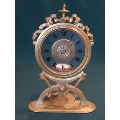 Nightlight Clock Late Nineteenth Gilt Bronze