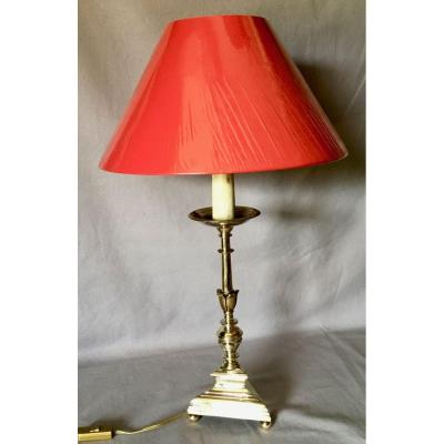 19th Century Silver Plated Torch Mounted As A Lamp