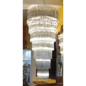 Large Venini Murano Cascading Chandelier 1970