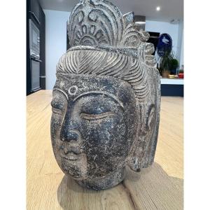 Guanyin Head In Stone.