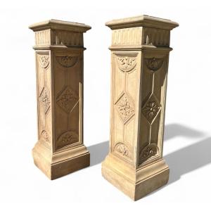 Pair Of Terracotta Columns, England, 19th Century