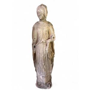 Stone Statue Representing A Noble Woman - 15th Century Period