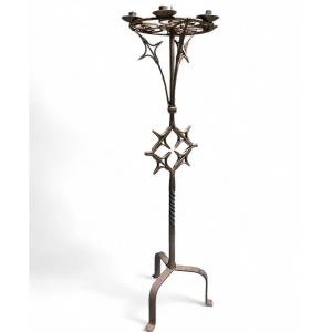 Wrought Iron Candlestick - Craftsmanship Late 19th Early 20th Century