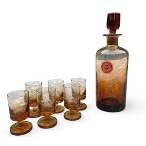 Amber Glass Liqueur Set - Vallerysthal Glassworks (moselle, France), Circa 1960