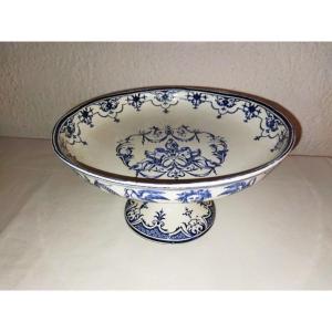 Moustiers Vieillard Bordeaux Antique Earthenware Compotier Bowl On Pedestal 