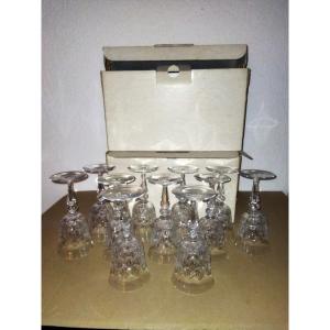 Baccarat 11 Antique Cut Crystal Water Glasses With Their Original Boxes