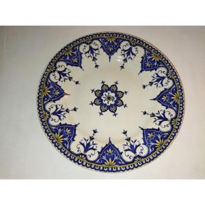 Sarreguemines "cluny" Earthenware Plate With Blue Floral Pattern Collection