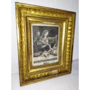 Engraving Gallery Duke Of Orleans Monarchy Louis XV "holy Family" XVIII Century