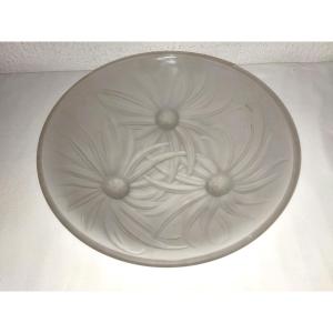 Etling Art Deco Large Opalescent Pressed Molded Glass Bowl