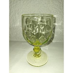 Blown Glass On Foot In Ouraline Old Glassware Collection