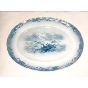 Saint-amand Hamage Large Serving Platter For Raw Vegetables And Meat With Shipwrecked Maritime Decor 