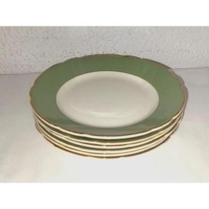 Villeroy & Boch 6 Vintage Bi-color White And Green Dessert Plates