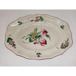 Lunéville Keller & Guerin Oval Scalloped Platter With Floral Decoration