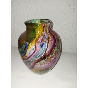 Vieira Carlos Vintage Blown Glass Vase With Inlays Collection
