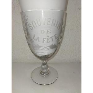 Blown Glass On Foot "souvenir Of The Party" Antique Glassware XIX Collection
