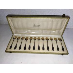12 Vermeil Mocha Spoons With Minerva Hallmark  