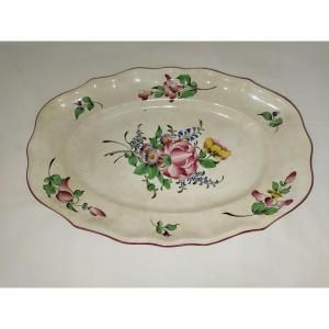 Lunéville Keller & Guerin Oval Scalloped Platter With Floral Decoration