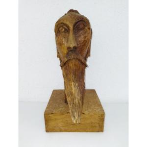 Don Quixote Solid Wood Sculpture Folk Art Craft Shepherd Pyrenees 