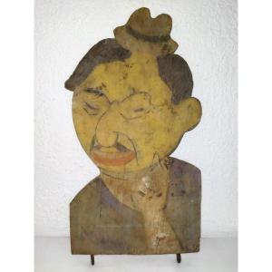 Hiro Hito Japan World War II Polychrome Wooden Fairground Panel Folk Art Curiosity 
