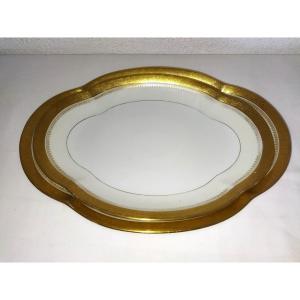 Haviland Limoges 2 Large Oval Serving Platters Gold Rim Tableware