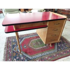 Vintage Design Office 50s/60s Wood And Formica And Its Armchair