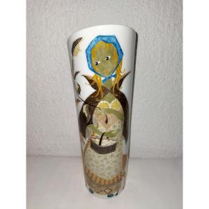 Limoges Giraud Parouty Denise Painted Porcelain Vase "la Chevrière" Limited Edition 2/10 