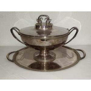Vegetable Dish + Tray Silver-plated Metal Hallmarked J. Noé Art De La Table 