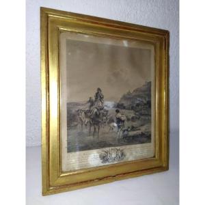 Engraving XVIII Prince Of Condé Joseph De Bourbon Engraver Le Bas "the Beauty After Dinner" 