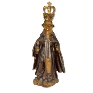 Religious Statue Ancient Carved Wood Iberian Peninsula Collection XVII