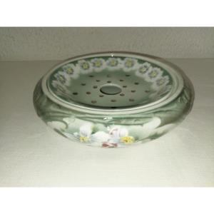 Lunéville Keller & Guerin Antique Ceramic Sponge Holder Floral Decor Bright Colors