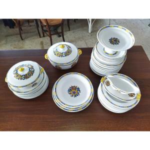 Boch La Louviere Art Deco Service Set Plates Vegetable Dishes Sauce Boat Dishes... 59 Items