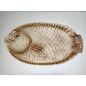 Sarreguemines Large Vintage Earthenware Fish Dish Art Workshop 