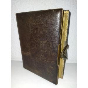 Illustrated Photo Album Seasons Ship Boats Ornate Clasp Binding 19th Century