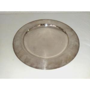 Christofle Round Serving Platter Silver-plated Metal Hallmark XX Tableware 