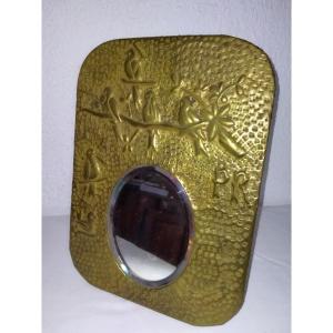 Militaria Mirror Of Poilu Brass Embossed Repoussé Trench Crafts Collection