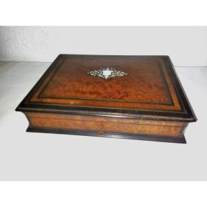 Antique Token Box Wood And Marquetry XIX Napoleon III 