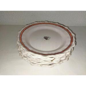 Regional Faience Series Of 6 Antique Plates With Scalloped Wings 18th Century