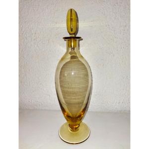 Daum Nancy Carafe And Its Orange Glass Stopper