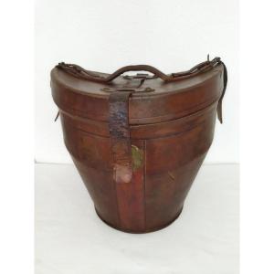Double Havana Leather Monogrammed Hat Box With Delion Top Hat