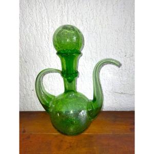 Biot Green Blown Glass Carafe 