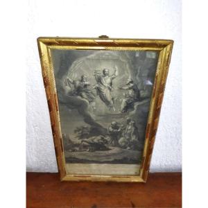 Antique Religious Engraving By Jean Audran "transfiguration Of Jesus Of Nazareth" XVIII